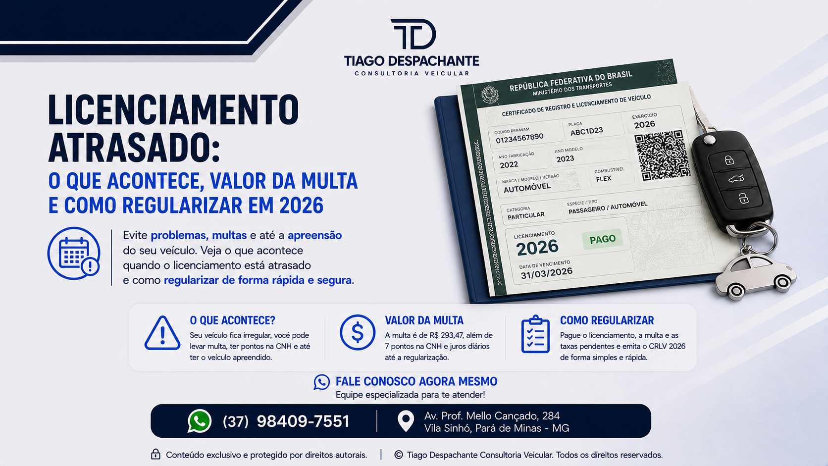Carro com documento atrasado: o que acontece e como evitar problemas