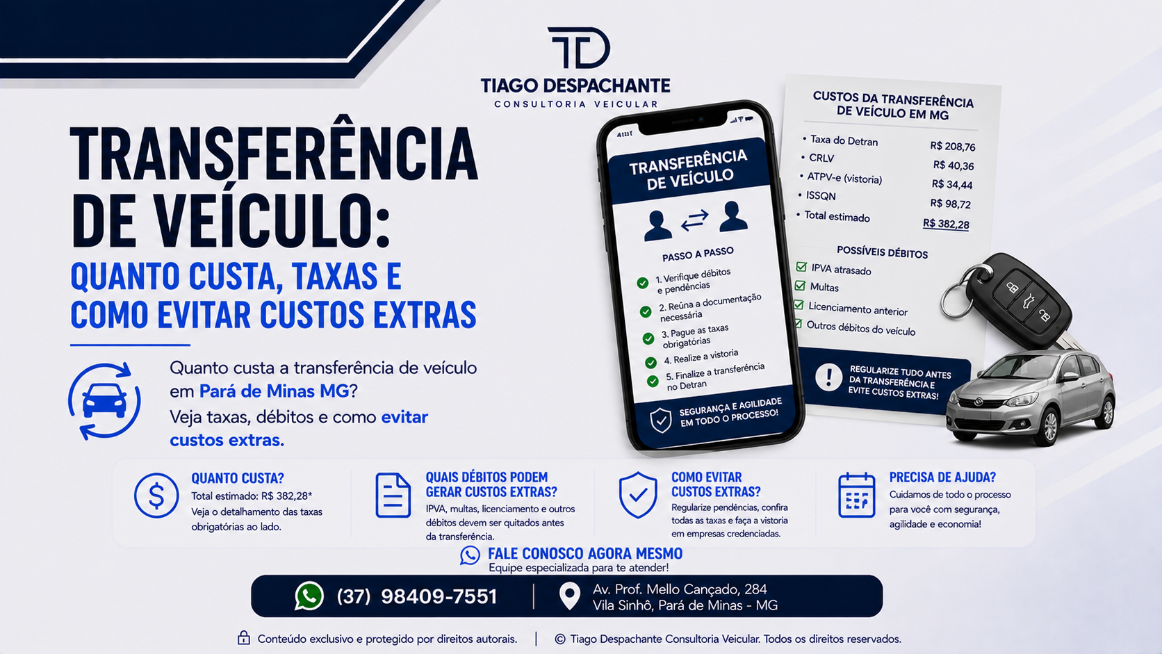 Quanto custa a transferência de veículo em Pará de Minas? Veja valores atualizados